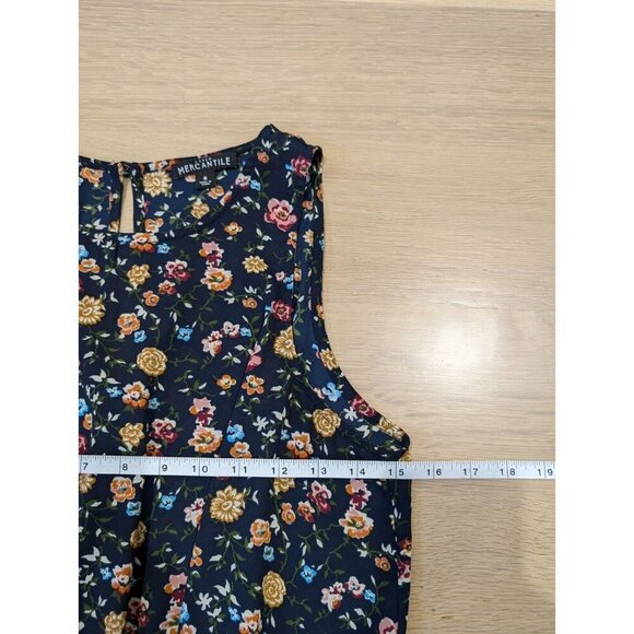 J Crew Mercantile Ruched Waist Dress In Vintage Floral Lined Navy Sz 8 J4272 - Picture 11 of 15